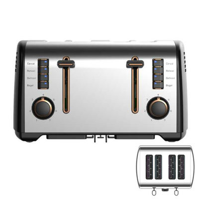 Anbolife XXL 4 dilimli tost makinesi elektrik logo taşınabilir tost makinesi ticari ekmek paslanmaz çelik tost makinesi 7 gölge ayarları