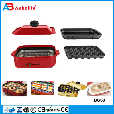 Anbo çok fonksiyonel yuvarlak elektrikli pizza tava fırını seramik kaplama elektrikli barbekü ızgara/elektrik ızgara/köşe ile ızgara plaka