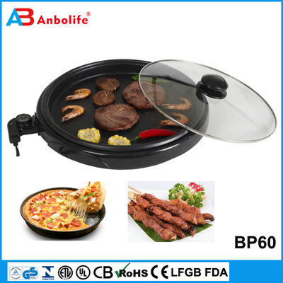 Anbo çok fonksiyonel yuvarlak elektrikli pizza tava fırını seramik kaplama elektrikli barbekü ızgara/elektrik ızgara/köşe ile ızgara plaka