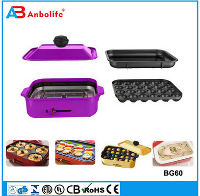 Anbo çok fonksiyonel yuvarlak elektrikli pizza tava fırını seramik kaplama elektrikli barbekü ızgara/elektrik ızgara/köşe ile ızgara plaka