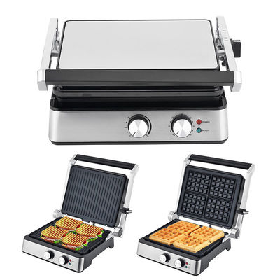 4 dilim Ayrılabilir tabaklı elektrikli ızgara waffle maker Sandviç Panini Press İletişim ızgara 2200W değiştirilebilir tabaklar