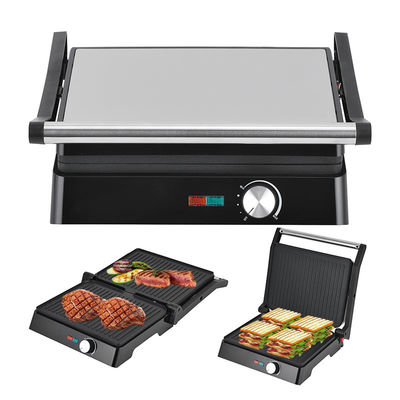 2200W elektrikli ızgara Panini Maker ayarlanabilir sıcaklık Sandviç Pres Toaster 180 derece açılır Paslanmaz Çelik Kontak ızgara