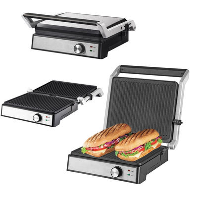 2200W elektrikli ızgara Panini Maker ayarlanabilir sıcaklık Sandviç Pres Toaster 180 derece açılır Paslanmaz Çelik Kontak ızgara