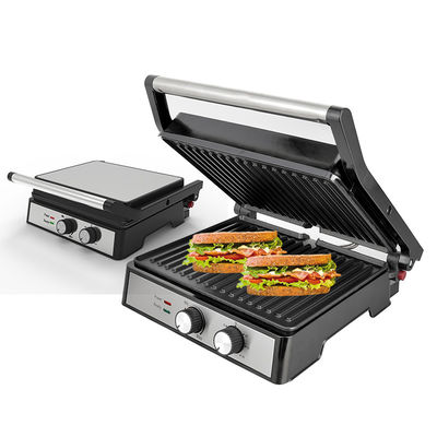 2200W elektrikli ızgara Panini Maker ayarlanabilir sıcaklık Sandviç Pres Toaster 180 derece açılır Paslanmaz Çelik Kontak ızgara