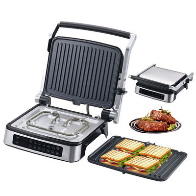 Çıkarılabilir plaka BBQ Panini Press Grill Griddle Dumansız iç mekan ızgara LED dokunmatik ekran Dijital temas ızgara