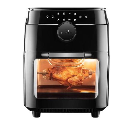 Çok fonksiyonel Paslanmaz Çelik Hava Kızartma Fırınları 12L Yağsız Konveksiyon Rotisserie Dehydratör Fırın 1800W