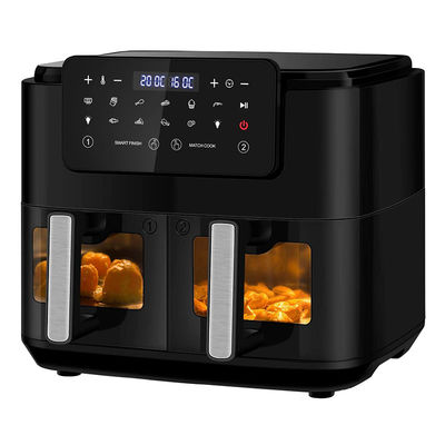 4.5L Çift Hava Kızartıcısı 2 sepetli Cam Pencereden Görün SYNC Yemek Yemek Çift Çekmece