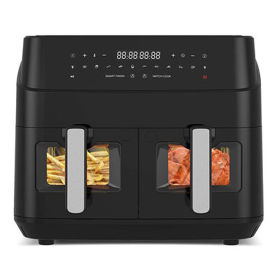 Cam Pencereli 9L Çifte sepetli hava kızartıcı 2600W Akıllı Dijital Çift Bölgeli Hava kızartıcı