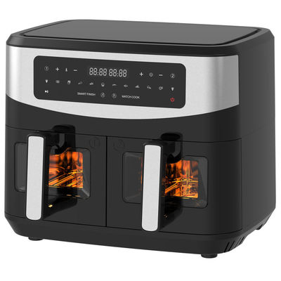 Cam Pencereli 9L Çifte sepetli hava kızartıcı 2600W Akıllı Dijital Çift Bölgeli Hava kızartıcı