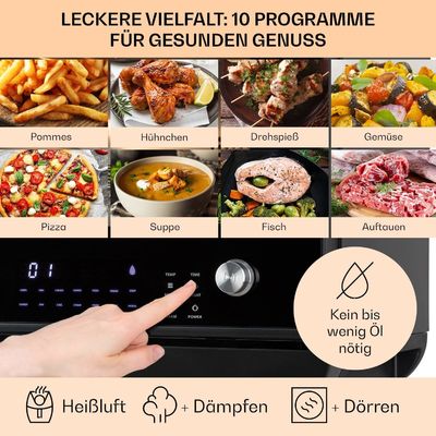 Buhar ve kurutma fonksiyonu ile 18L çift hava kızartması 2450W tost makinesi yağsız