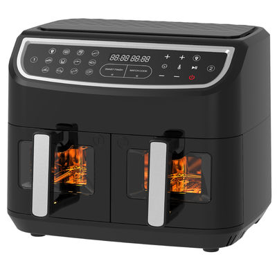 Yağsız Çift Bölge Havadan Kızartıcı 9L 2 çekmece ile aile için büyük 10 ön ayar 2400W Düşük Yağlı