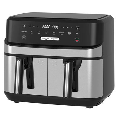 Yağsız Çift Bölge Havadan Kızartıcı 9L 2 çekmece ile aile için büyük 10 ön ayar 2400W Düşük Yağlı