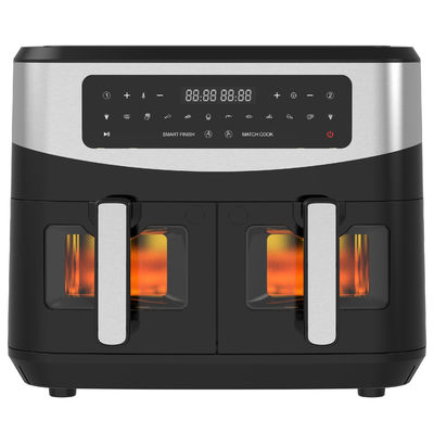 Yağsız Çift Bölge Havadan Kızartıcı 9L 2 çekmece ile aile için büyük 10 ön ayar 2400W Düşük Yağlı