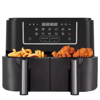 Akıllı 2400W Air Fryer Görünür Şeffaf Pencere 9L Dijital İki Bölge Teknolojisiyle Çift