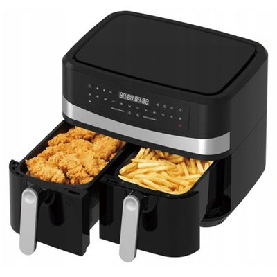 Akıllı 2400W Air Fryer Görünür Şeffaf Pencere 9L Dijital İki Bölge Teknolojisiyle Çift