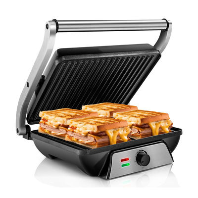 4 dilimli iç mekan BBQ Panini Elektrikli Pres Grill Sıcaklık ve Zaman Düğmesi Kontrolü