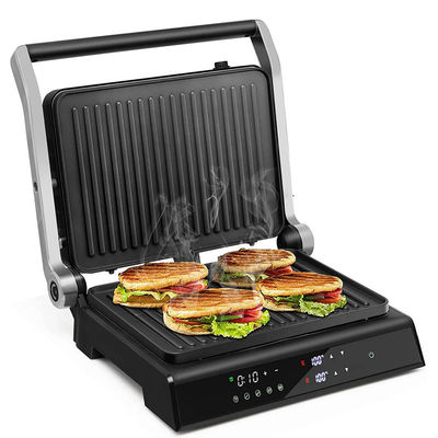 4 dilimli iç mekan BBQ Panini Elektrikli Pres Grill Sıcaklık ve Zaman Düğmesi Kontrolü