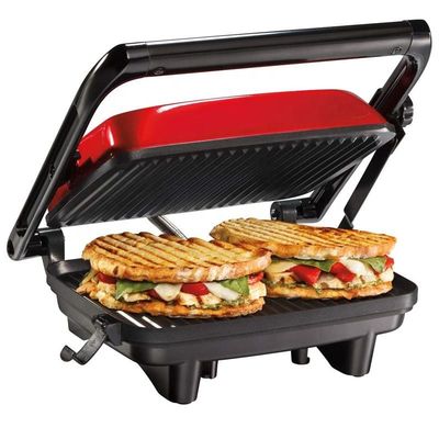 Düğme İletişim Elektrik Basın ızgara 2 dilim Ultra yapışkan olmayan yüzeyli Mini Otomatik Panini