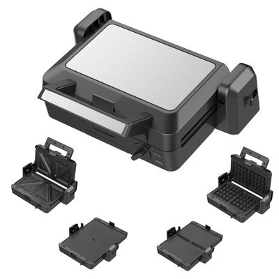 1200W Ayrılabilir İletişimlı ızgara 3 plaka 105 180 derece Açık sıcaklık Düzenleyici Düğme Elektrik PTFE Ev Barbekü için yapışmaz
