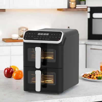 Çift Yığın 12 Renk Ön ayarları 6+6l Elektrik Dijital Hava Kızdırıcı Senkronize Görünür Pencere Fırın Tipi Seçeneği ile Çift Pişirme Fonksiyonu