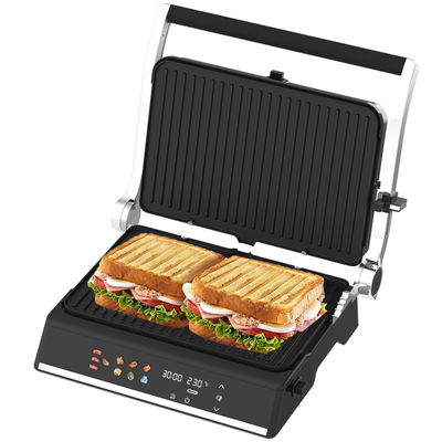 Elektrikli Dijital İletişim BBQ Dumansız ızgara Ev yemek makinesi Ayrılıklı 6 dilimli Panini yapımcısı