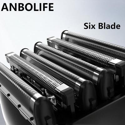 ANBOLIFE 6 Bıçaklı Elektrikli Tıraş Makinesi, Manyetik Emme ve Lityum Pil 900mAh - Erkekler için IPX7 Su Geçirmez Folyo Tıraş Makinesi