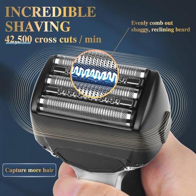 Erkek Tıraş Makinesi Elektrikli Tıraş Makinesi 1000mAh Pil Yüzer Bıçak ve Pürüzsüz Tıraş İçin Şeffaf Tasarım