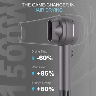 1500 W Yüksek Hızlı Saç Kurutma Makinesi, Yüksek Konsantrasyonlu Negatif İyonlar ve Hızlı Kurutma Saç Bakımı için Sabit Sıcaklık