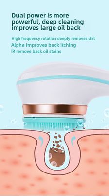 Tamamen Otomatik Şarj Edilebilir Elektrikli Banyo Fırçası Uzun Saplı Silikon Vücut Masaj Fırçası