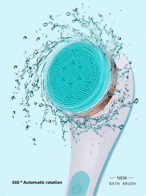 Tamamen Otomatik Şarj Edilebilir Elektrikli Banyo Fırçası Uzun Saplı Silikon Vücut Masaj Fırçası