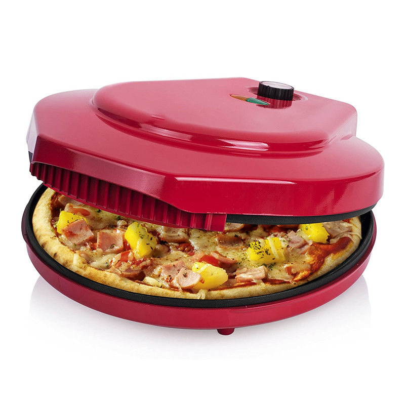 Fabrika doğrudan fiyatı 12 inç yapışkan olmayan calzone maker pizza fırını kırmızı evde kullanın hızlı eğlenceli elektrikli çoklu pizza makini