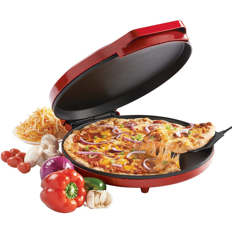 Elektrikli 12 inç yapışkan olmayan ev pizza makinesi ayarlanabilir sıcaklık kontrolü ile pizza pancake calzone fırını