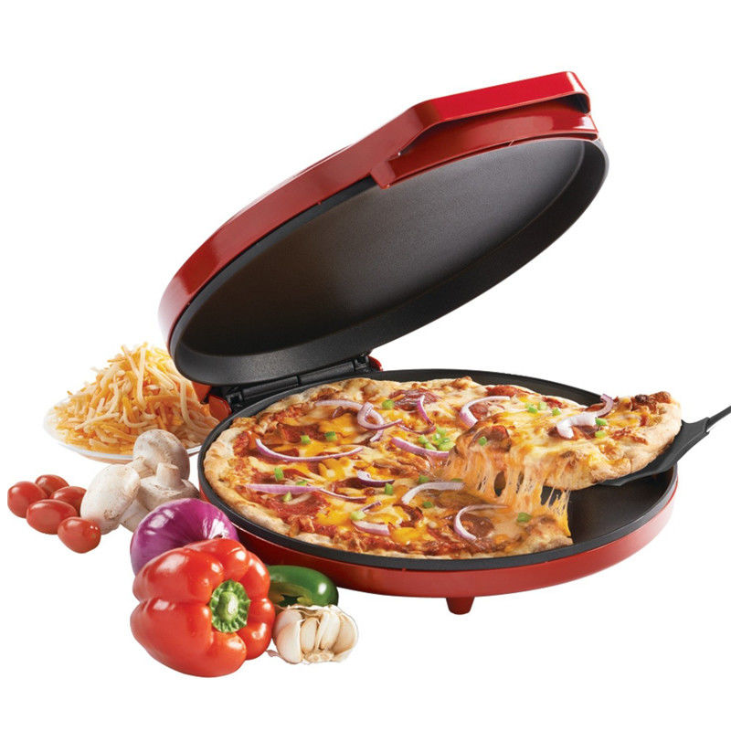 Yuvarlak Yapışmayan Sert Anodlu Kaplama Elektrik Pizza Taşı DIY Gıda Fırını Yüksek Kaliteli Kızartma Pizza Taşı Alüminyum Alaşımlı Pizza Taşı