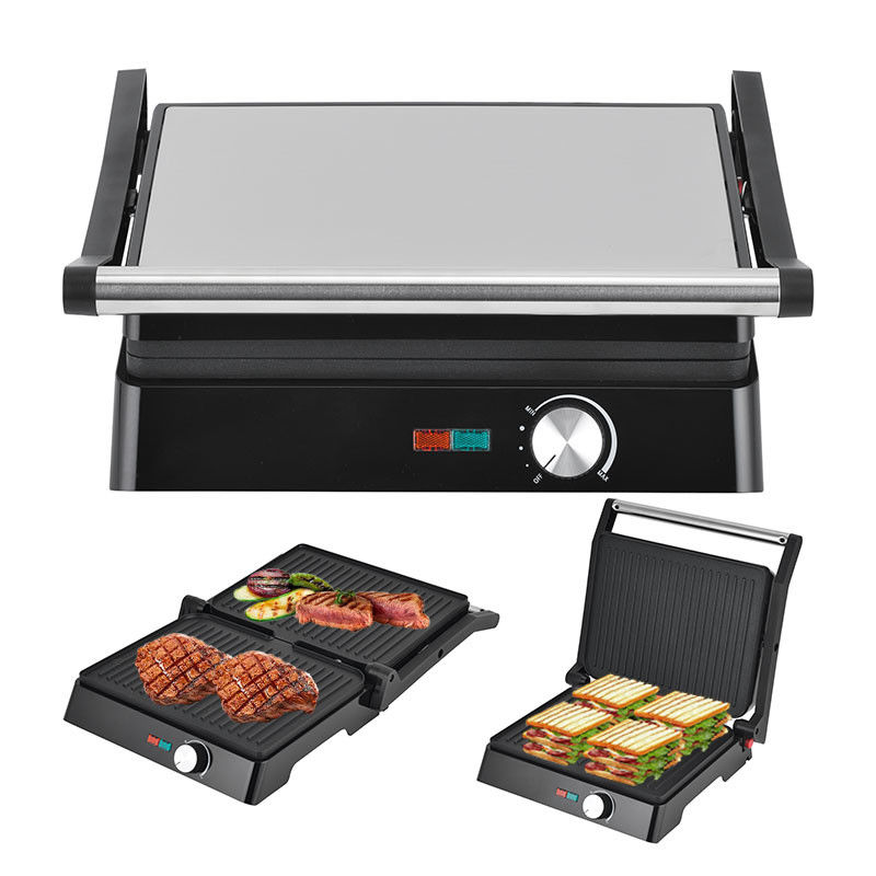 2200W elektrikli ızgara Panini Maker ayarlanabilir sıcaklık Sandviç Pres Toaster 180 derece açılır Paslanmaz Çelik Kontak ızgara