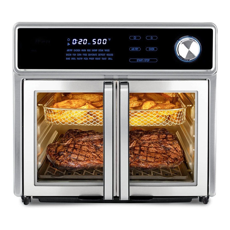 1700W hava kızartma fırını Fransız Kapısı 5.5L 6.5L 23L sağlıklı yağsız paslanmaz çelik