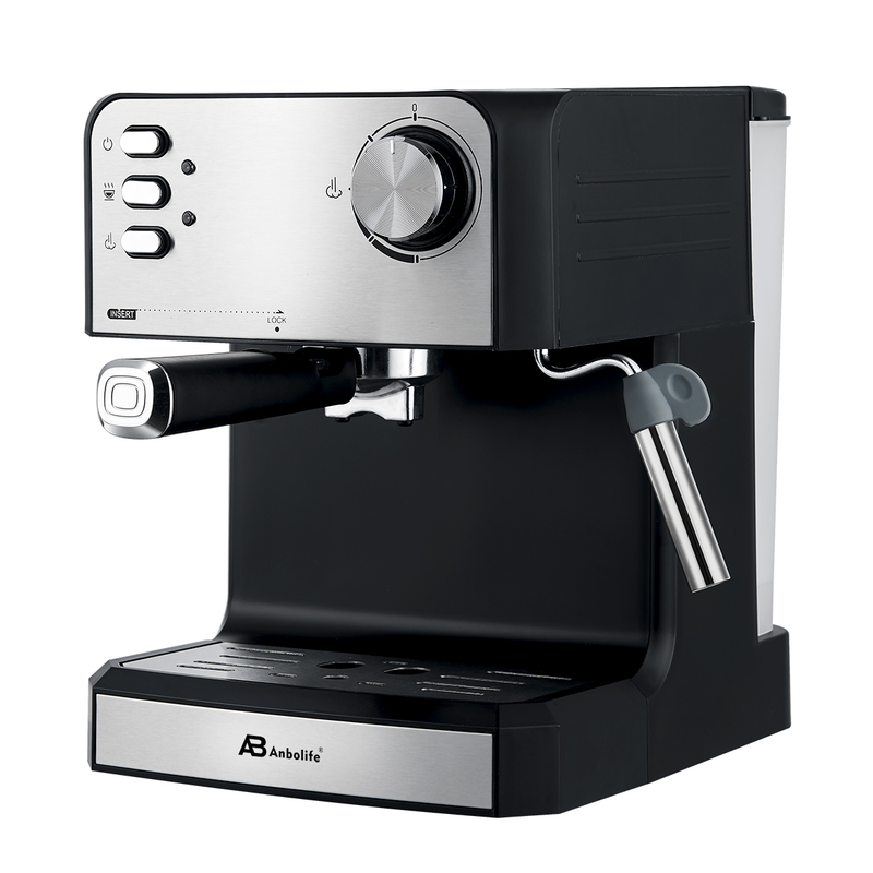 Anbo Cheap Wholesale Manual Control Expresso Coffee Machine 20 bar Wide Espresso Coffee Maker with Milk Frother for Home Office